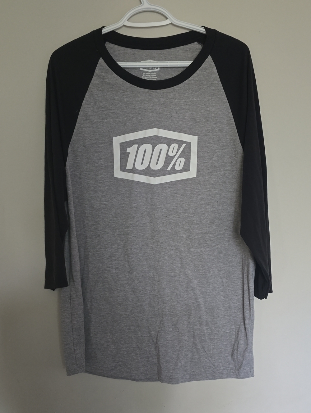 100% Logo Raglan Baseball Tee - Gray/Black